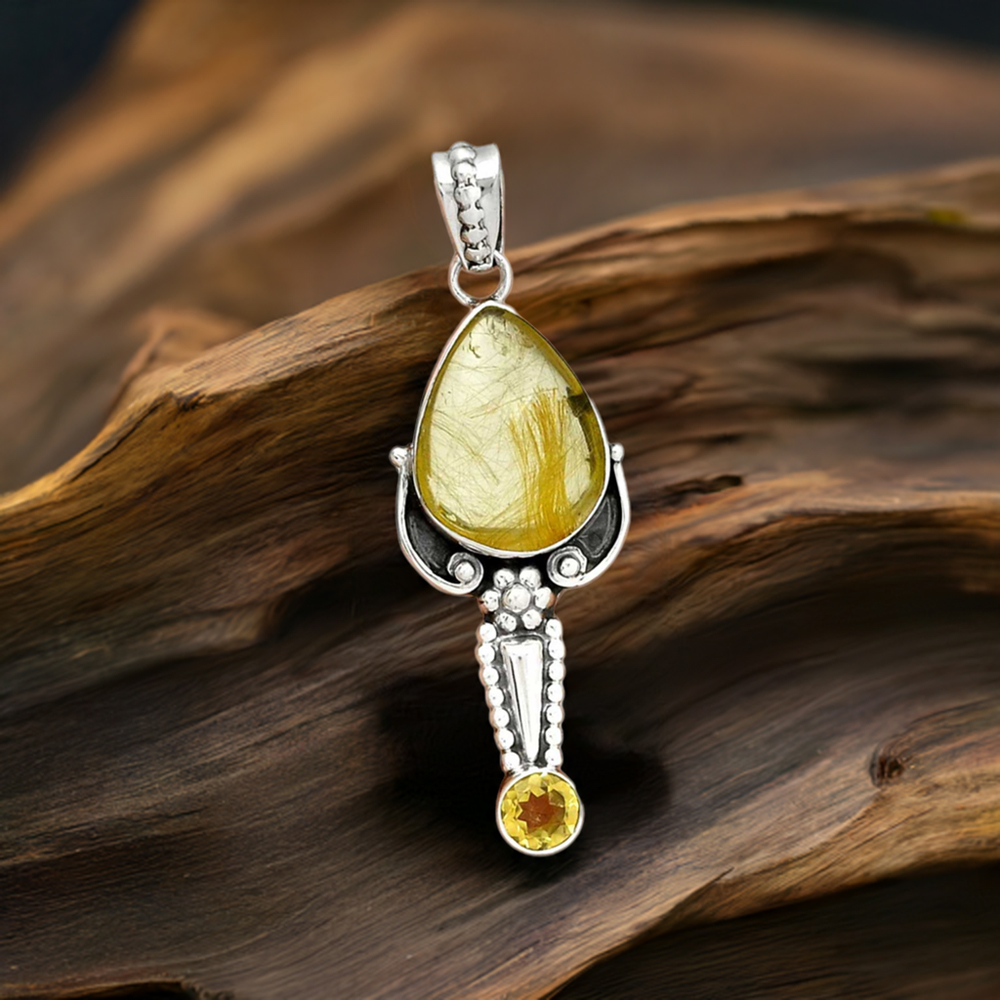 Multi Gemstone Handmade Pendants In Solid Sterling Silver Jewelry 925SP081-6