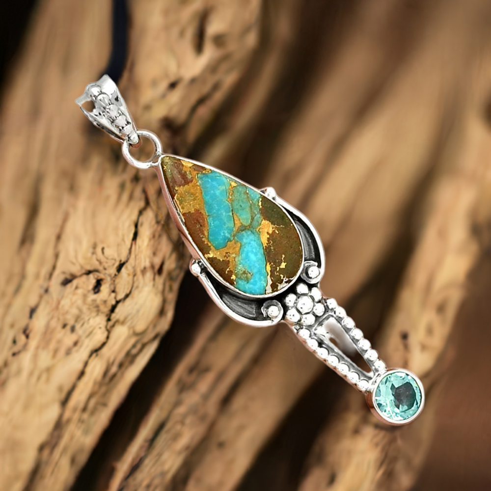 Multi Gemstone Pendants In Fine Sterling Silver Jewelry 925SP081-7