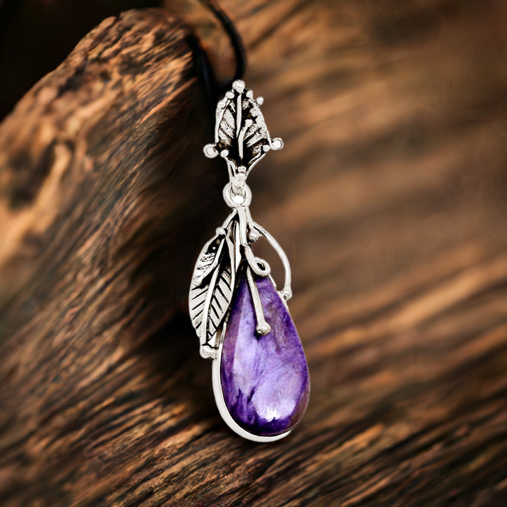 Charoite Gemstone Pendants In 925 Solid Silver Jewelry 925SP082-1