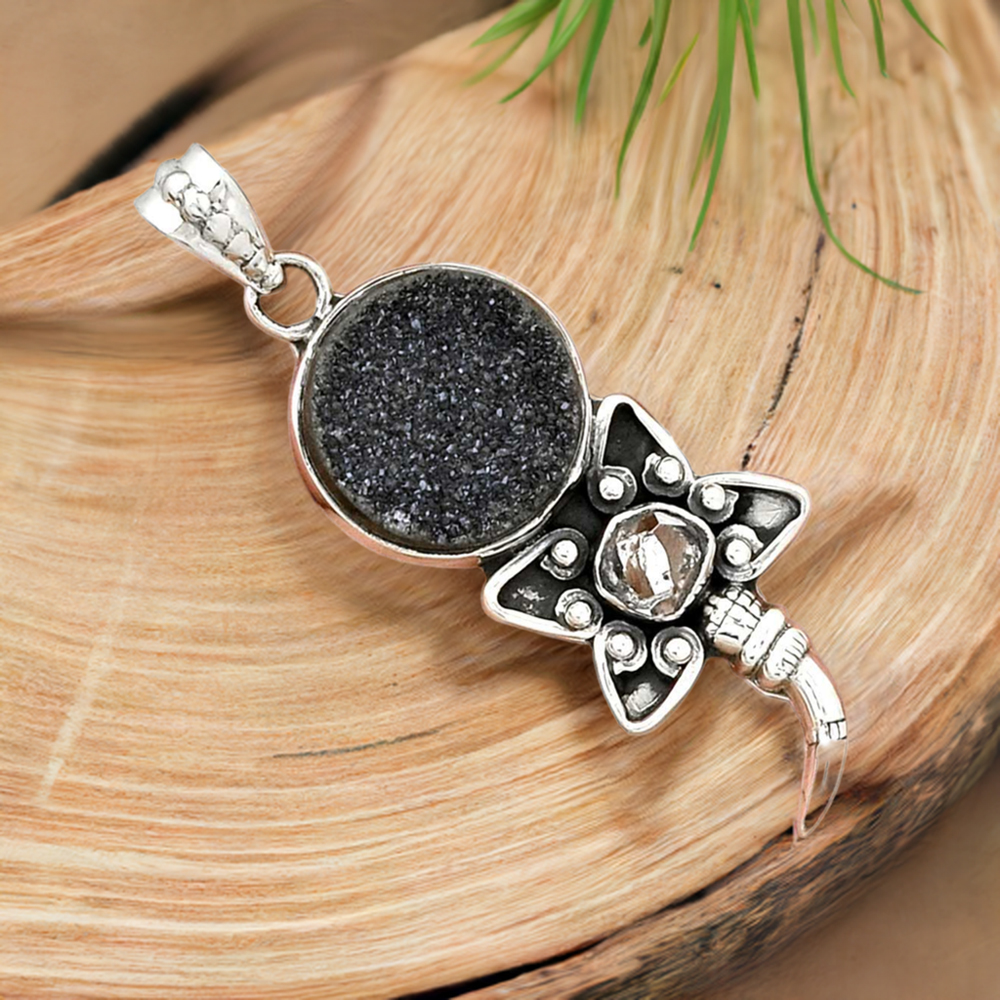 925 Sterling Silver Handmade Pendants In Multi Gemstone Jewelry 925SP084-1