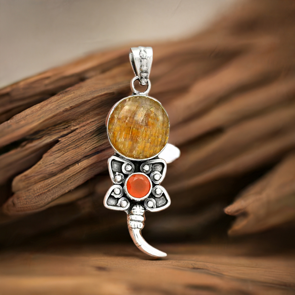 Solid Sterling Silver Pendants In Multi Gemstone Jewelry 925SP084-2