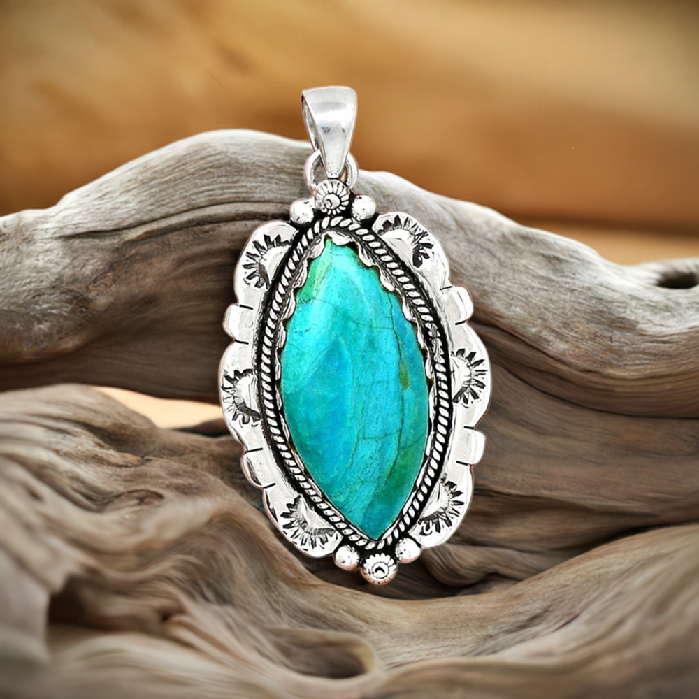 Fine Sterling Silver Pendants In Turquoise Gemstone Jewelry 925SP086-2