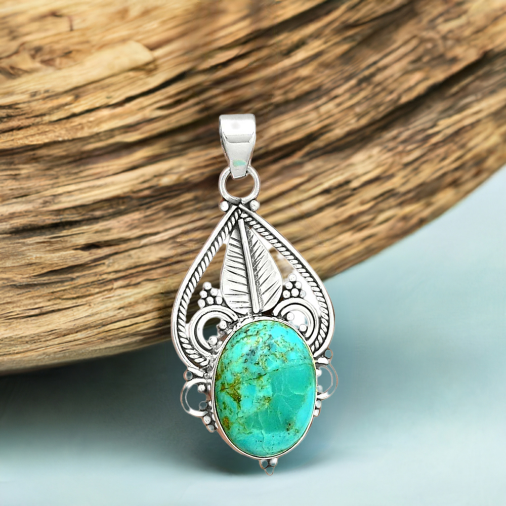 Fine Sterling Silver Pendants In Turquoise Gemstone Jewelry 925SP087-1