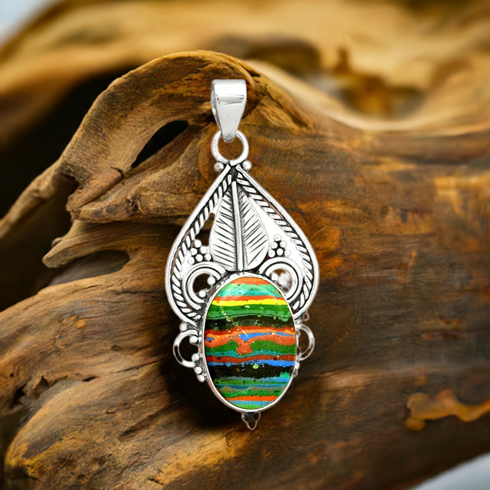 925 Solid Silver Pendants In Golden Rutile Gemstone Jewelry 925SP087-2