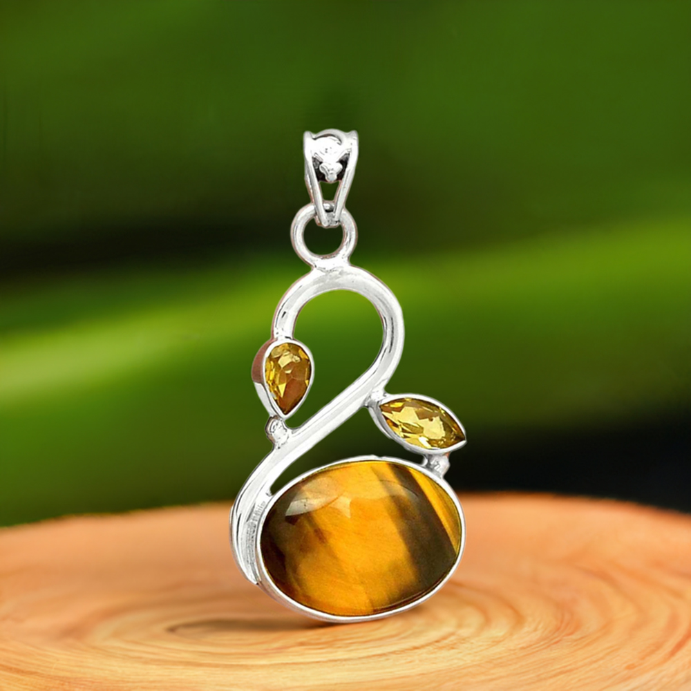 925 Solid Silver Pendants In Multi Gemstone Jewelry 925SP088-1