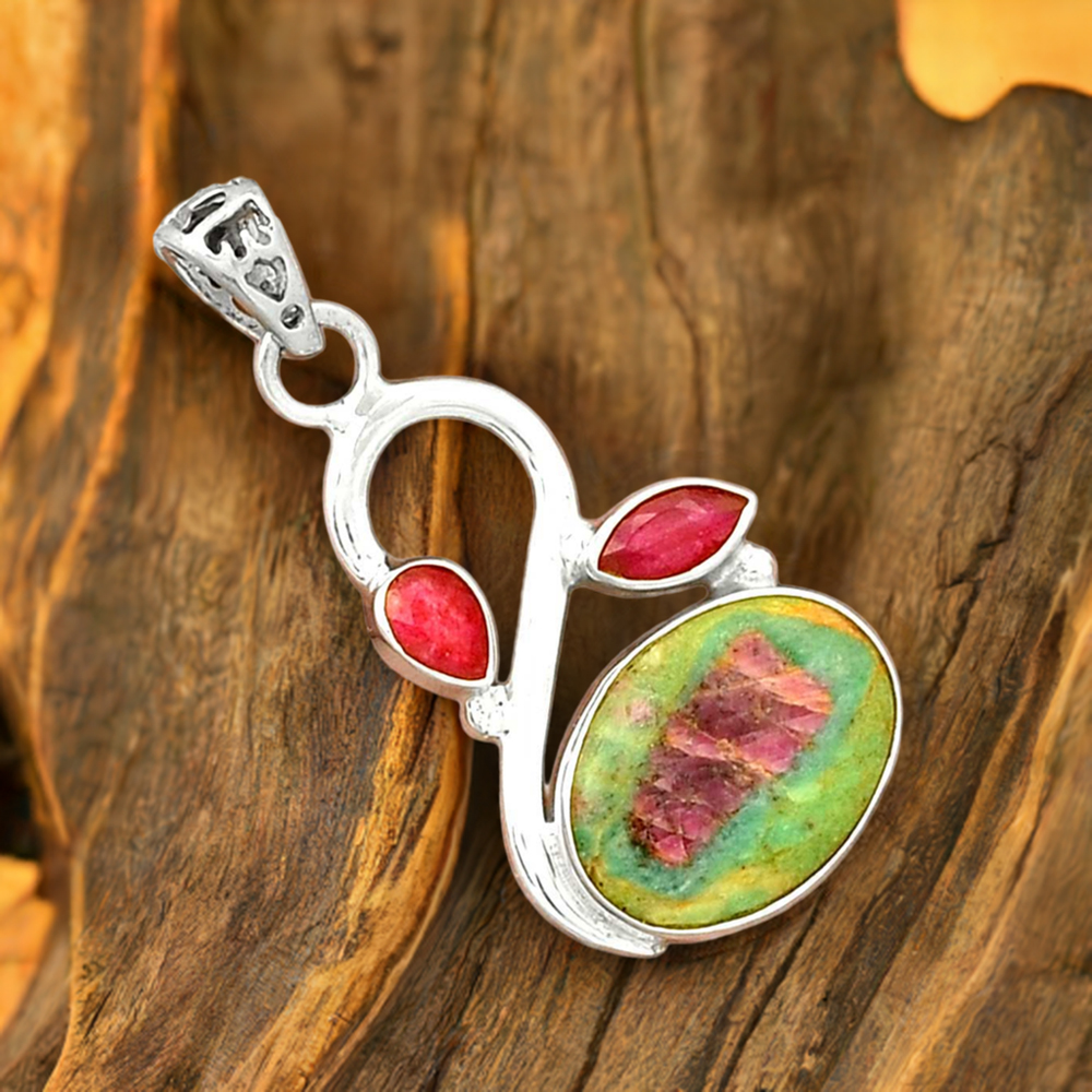 925 Fine Silver Pendants In Multi Gemstone Jewelry 925SP088-2