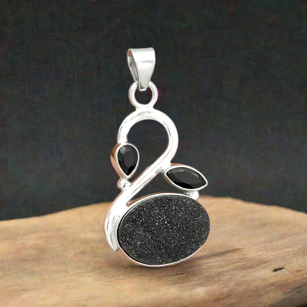 925 Sterling Silver Handmade Pendants In Multi Gemstone Jewelry 925SP088-3