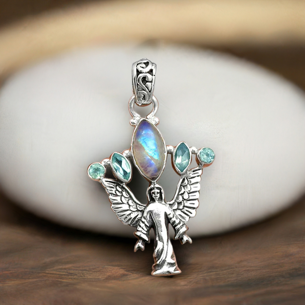 925 Solid Silver Pendants In Multi Gemstone Jewelry 925SP089-2