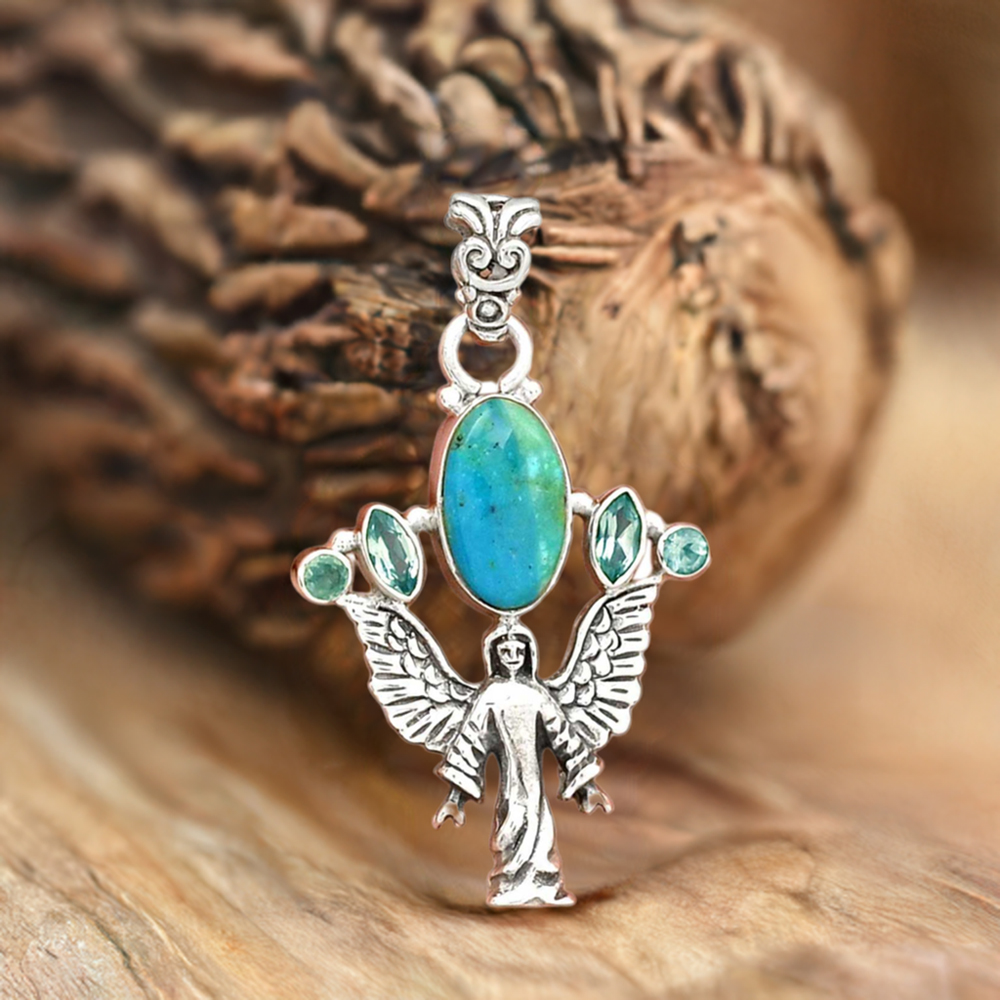 Multi Gemstone Pendants In Solid Sterling Silver Jewelry 925SP089-5