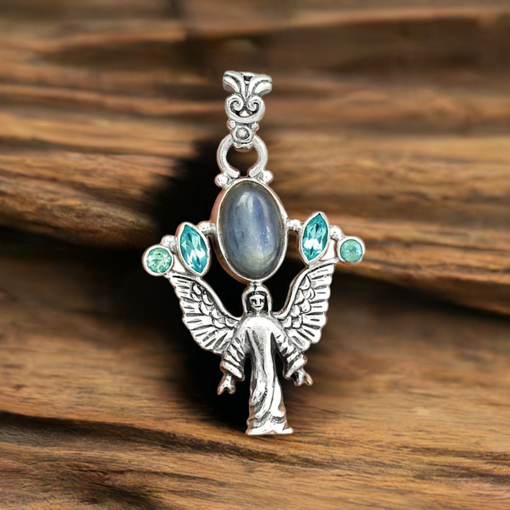 Multi Gemstone Pendants In Fine Sterling Silver Jewelry 925SP089-6