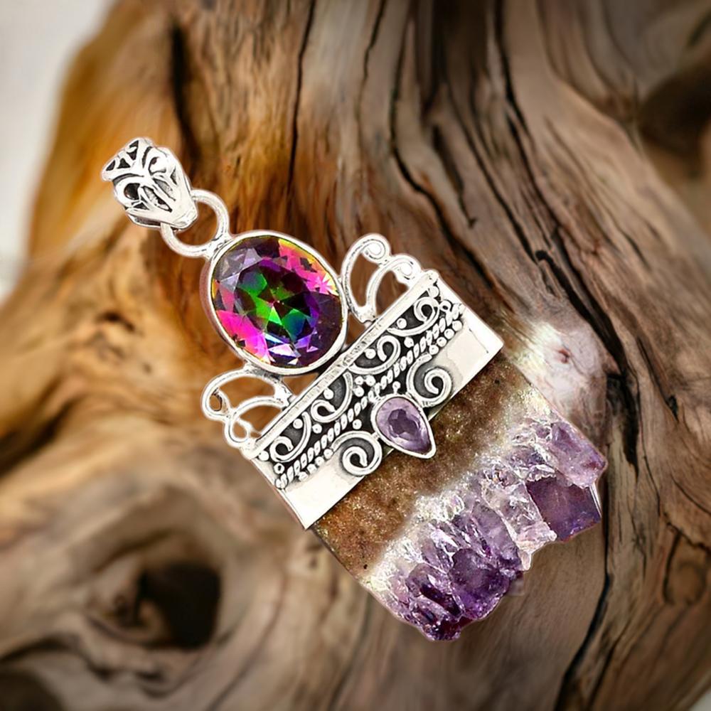 Fine Sterling Silver Pendants In Multi Gemstone Jewelry 925SP09