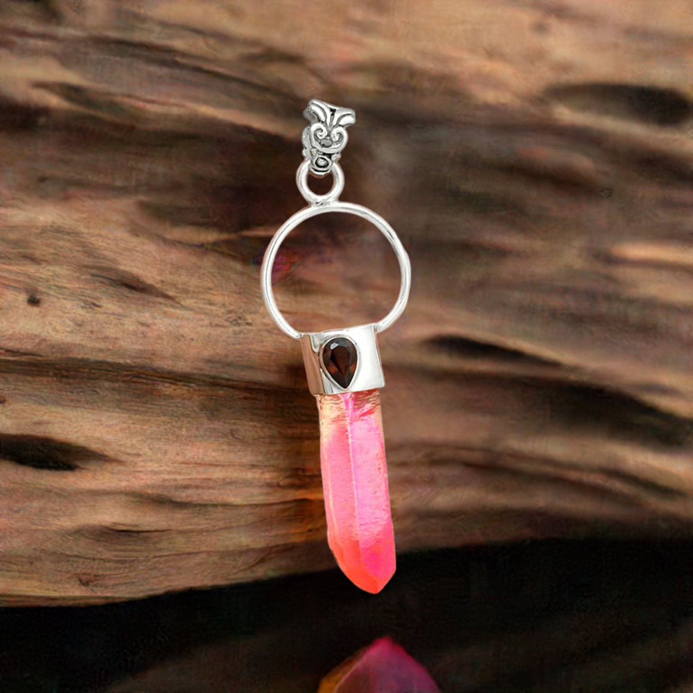 Multi Gemstone Handmade Pendants In Solid Sterling Silver Jewelry 925SP090-3