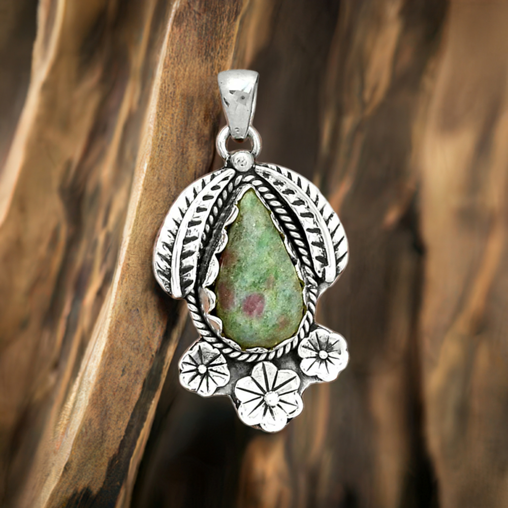 Ruby Zoisite Gemstone Pendants In 925 Solid Silver Jewelry 925SP091-2