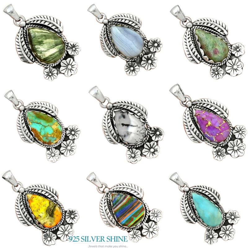 Ruby Zoisite Gemstone Pendants In 925 Solid Silver Jewelry 925SP091-2_4
