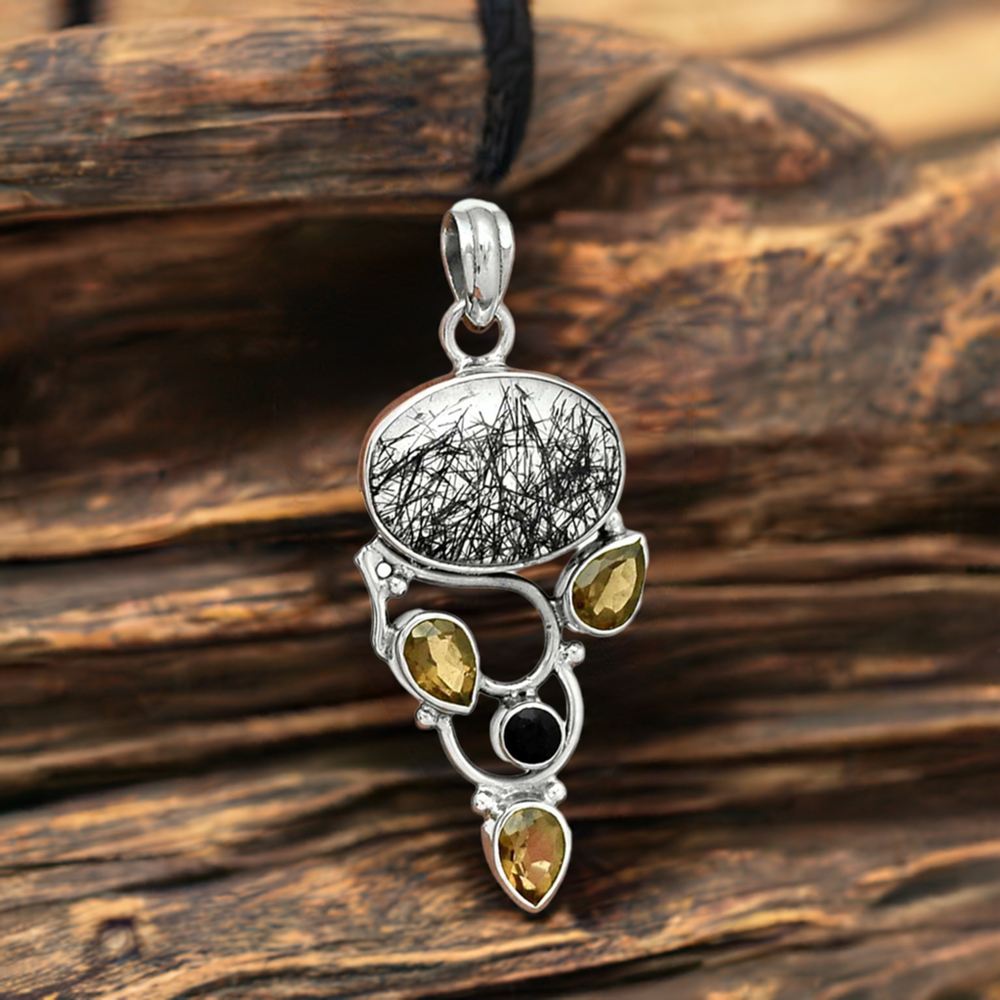 Multi Gemstone Handmade Pendants In 925 Sterling Silver Jewelry 925SP092-4