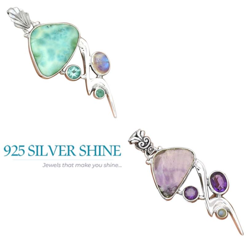 Multi Gemstone Pendants In Fine Sterling Silver Jewelry 925SP093-1_4