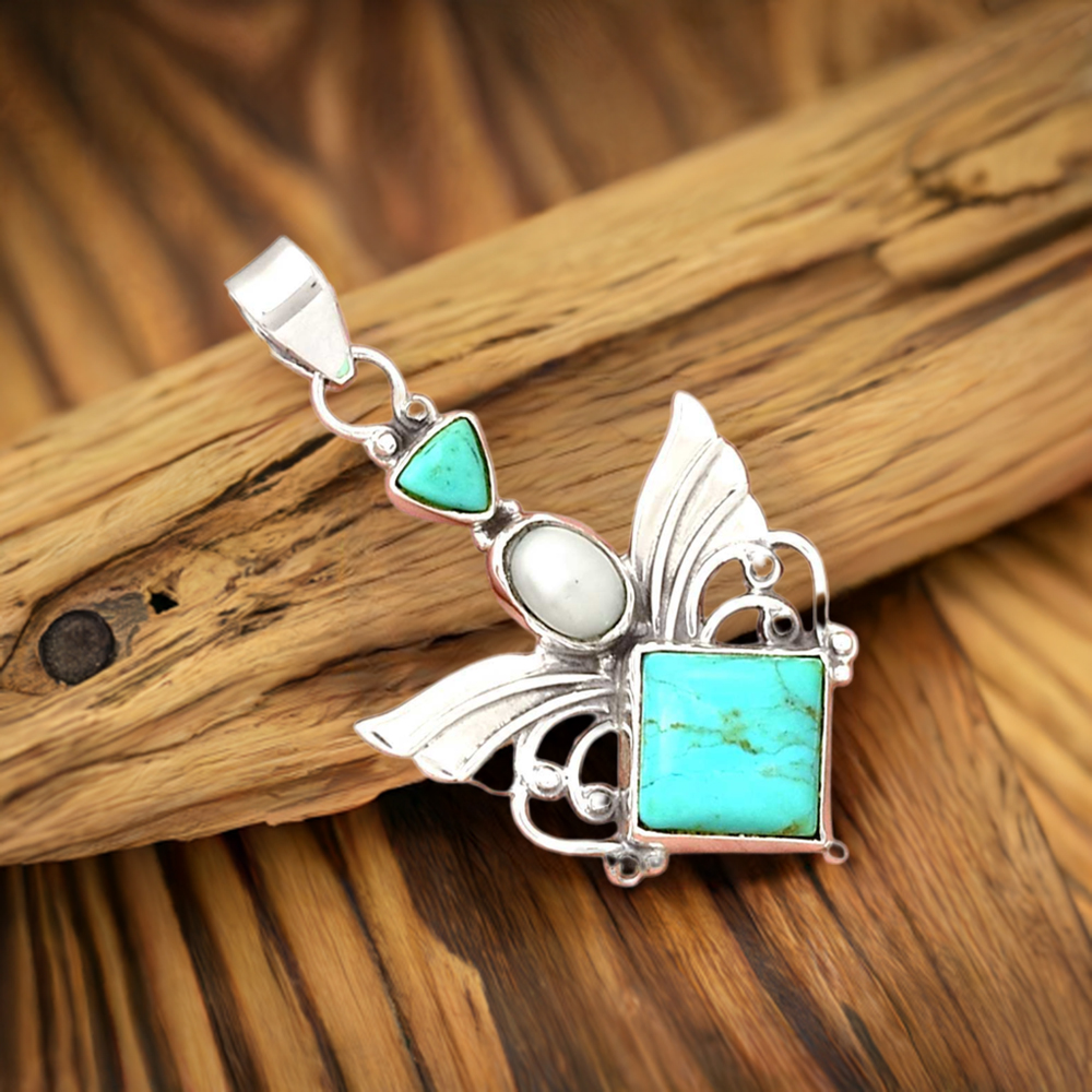 Multi Gemstone Pendants In 925 Fine Silver Jewelry 925SP094-1