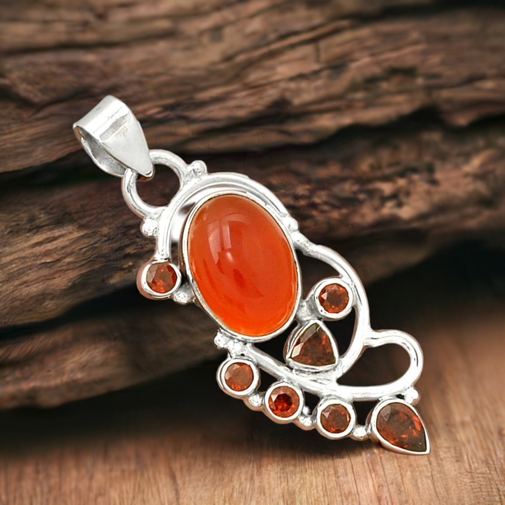 925 Fine Silver Pendants In Multi Gemstone Jewelry 925SP095-3