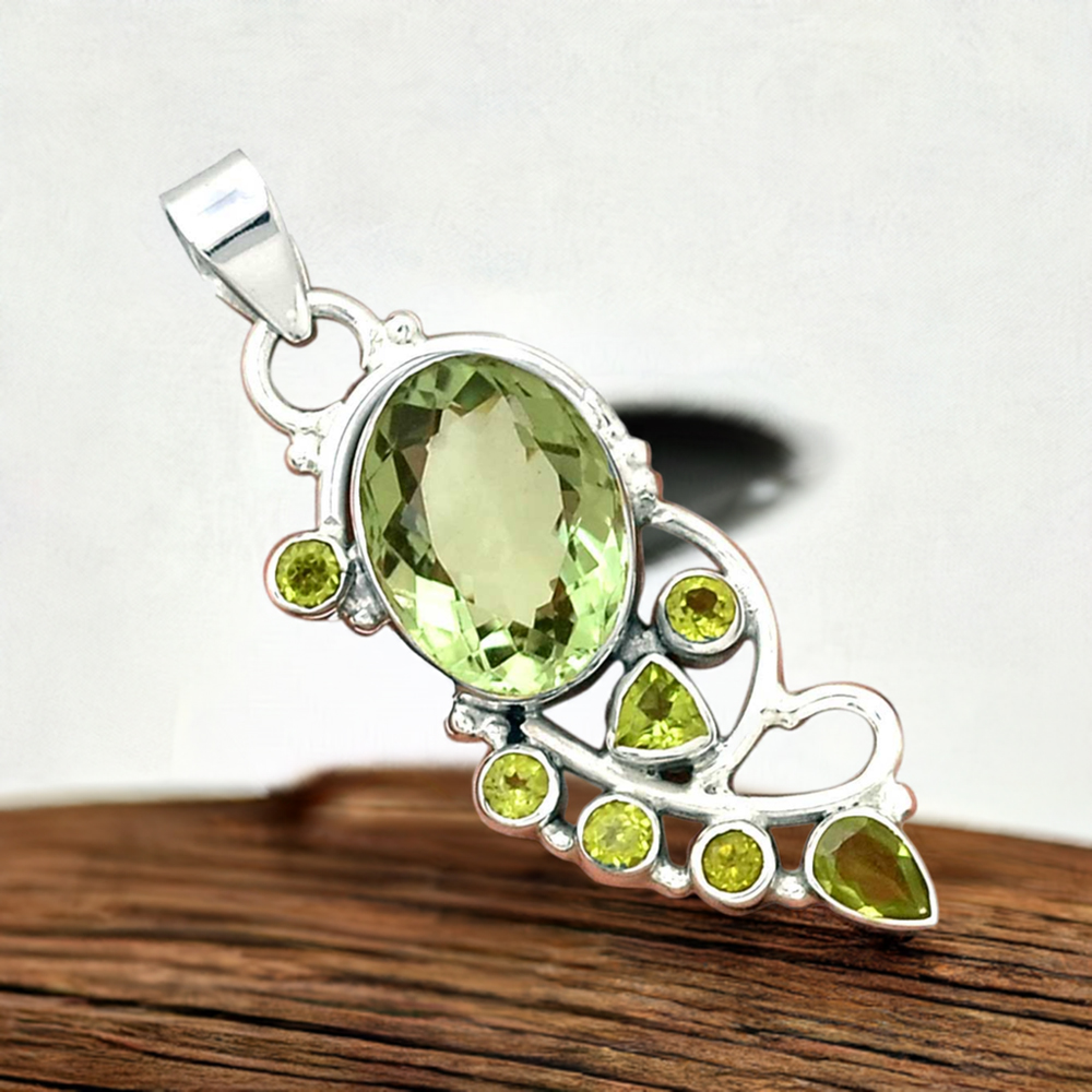 Solid Sterling Silver Handmade Pendants In Multi Gemstone Jewelry 925SP095-5