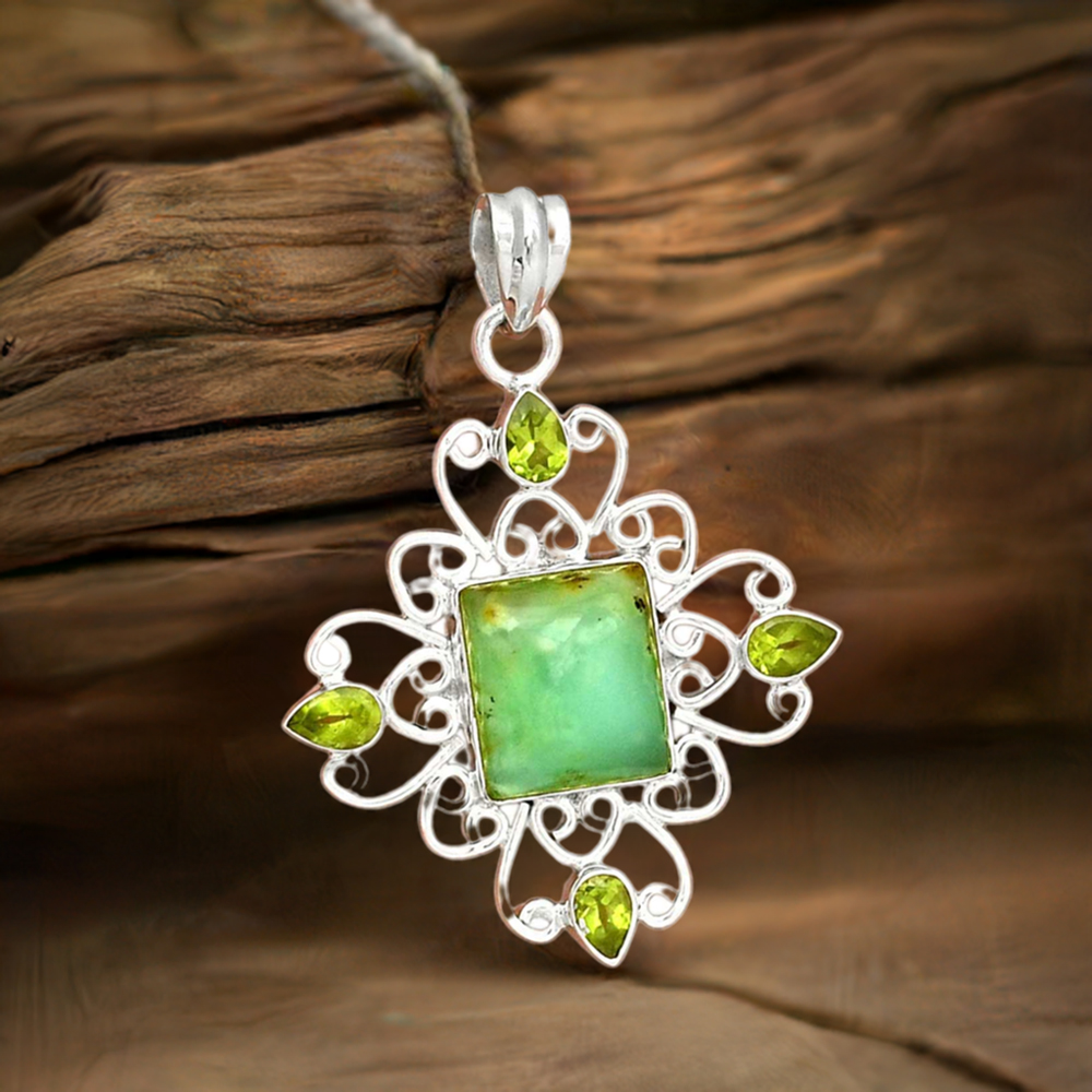 925 Solid Silver Pendants In Multi Gemstone Jewelry 925SP096-2