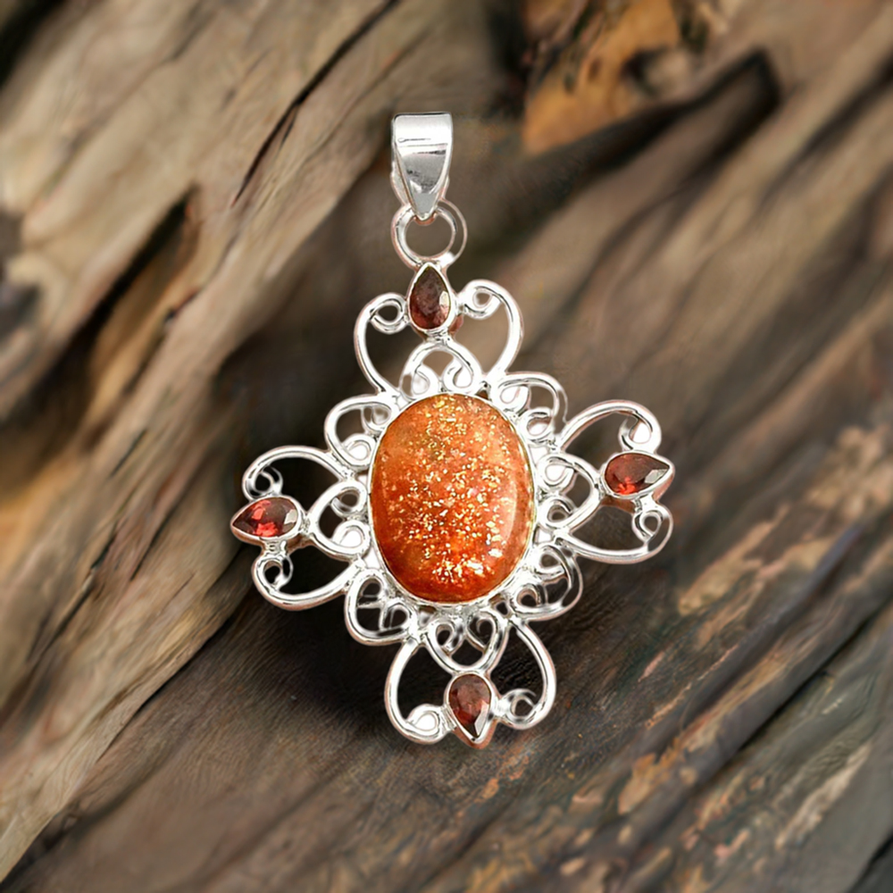 925 Fine Silver Pendants In Multi Gemstone Jewelry 925SP097-5