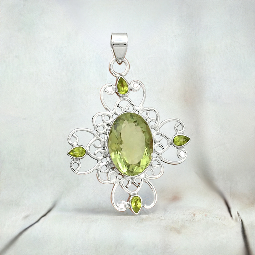 925 Sterling Silver Handmade Pendants In Multi Gemstone Jewelry 925SP097-6