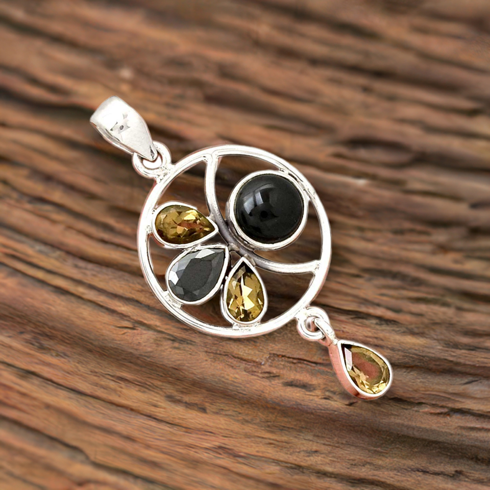 Multi Gemstone Handmade Pendants In 925 Sterling Silver Jewelry 925SP098-2