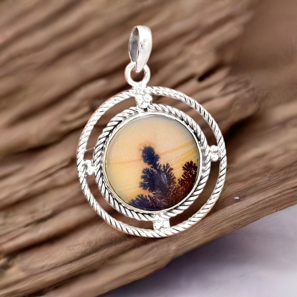 Russian Dendritic Opal Gemstone Pendants In 925 Solid Silver Jewelry 925SP099-2