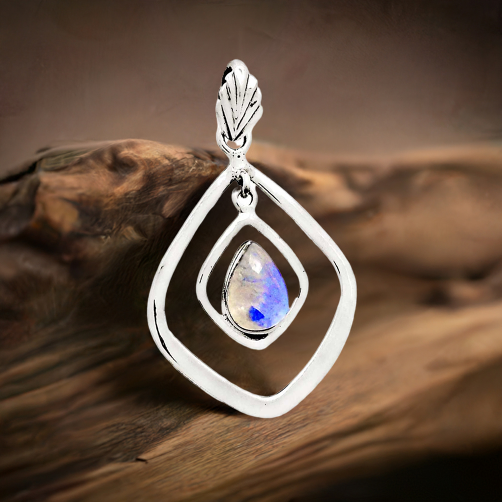 Rainbow Moonstone Pendants In Fine Sterling Silver Jewelry 925SP101-2