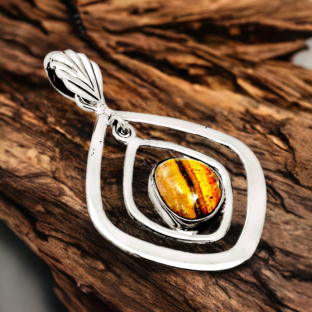 Tiger's Eye Gemstone Pendants In 925 Solid Silver Jewelry 925SP101-3