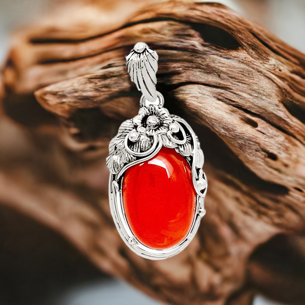 Carnelian Gemstone Pendants In 925 Fine Silver Jewelry 925SP102-1