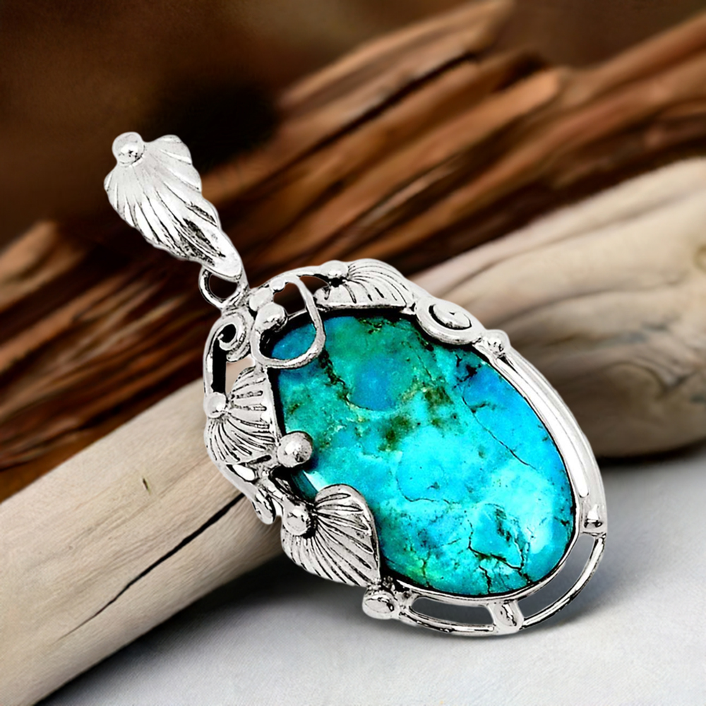 Turquoise Gemstone Handmade Pendants In 925 Sterling Silver Jewelry 925SP102-2