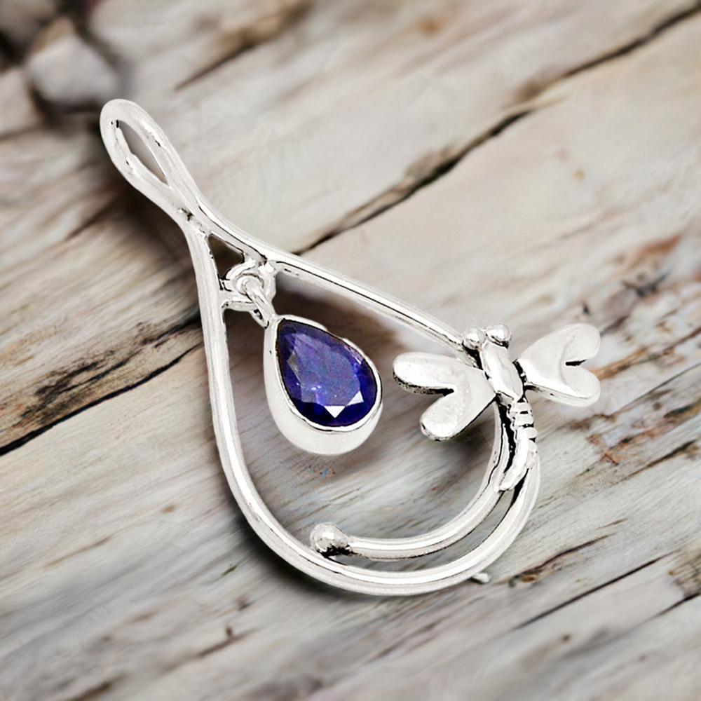 Solid Sterling Silver Pendants In Iolite Gemstone Jewelry 925SP105-5