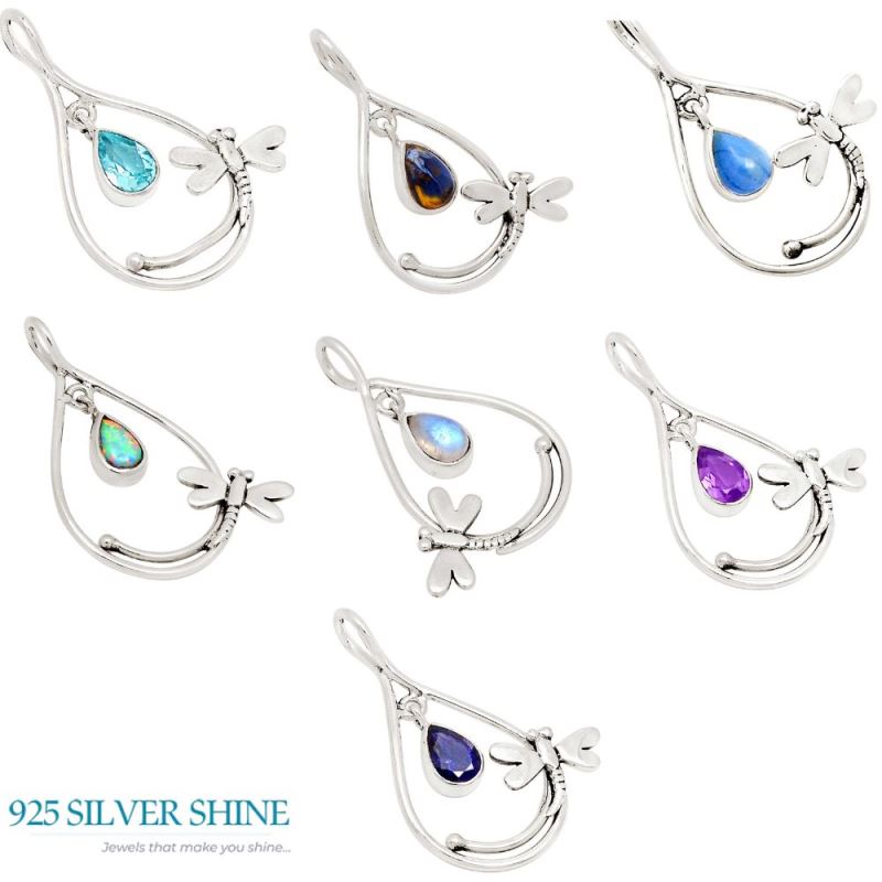 Fine Sterling Silver Pendants In Amethyst Gemstone Jewelry 925SP105-6_3
