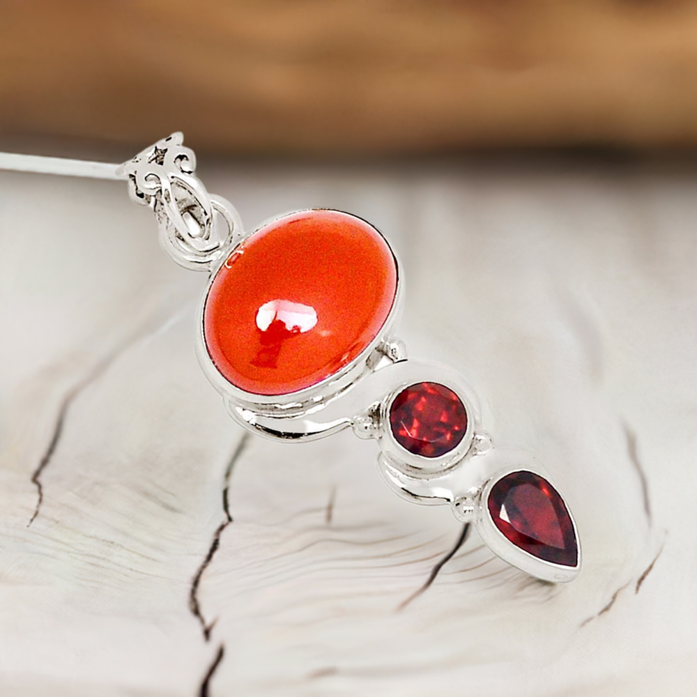 925 Sterling Silver Handmade Pendants In Multi Gemstone Jewelry 925SP108-2