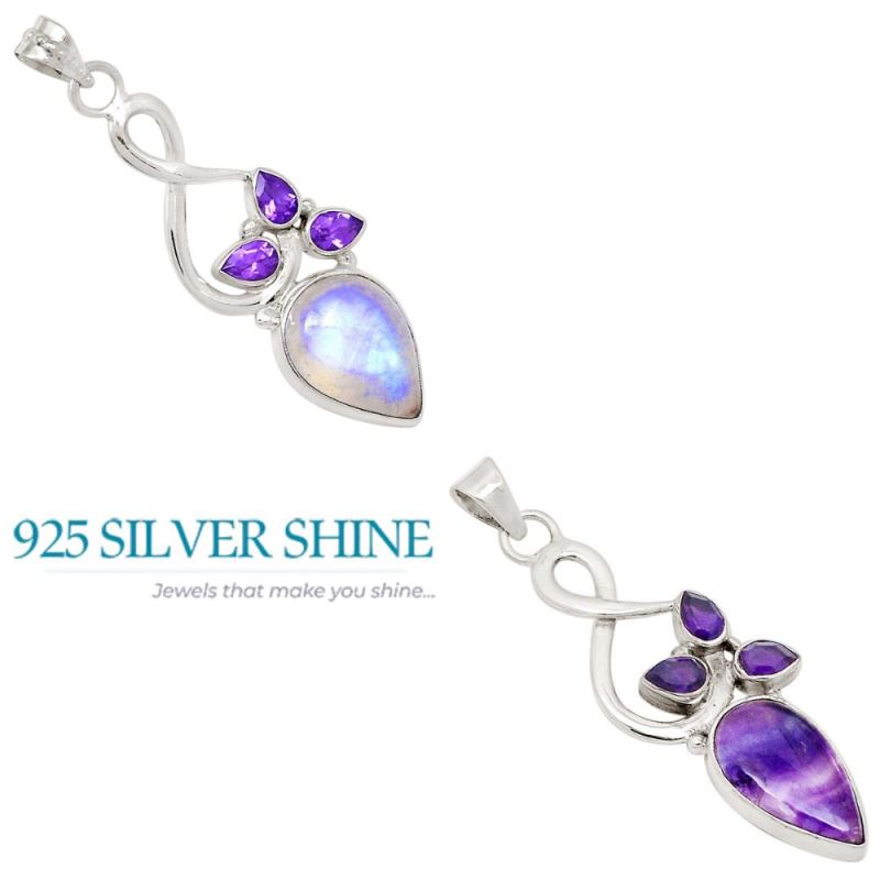 Fine Sterling Silver Pendants In Multi Gemstone Jewelry 925SP109-1_3