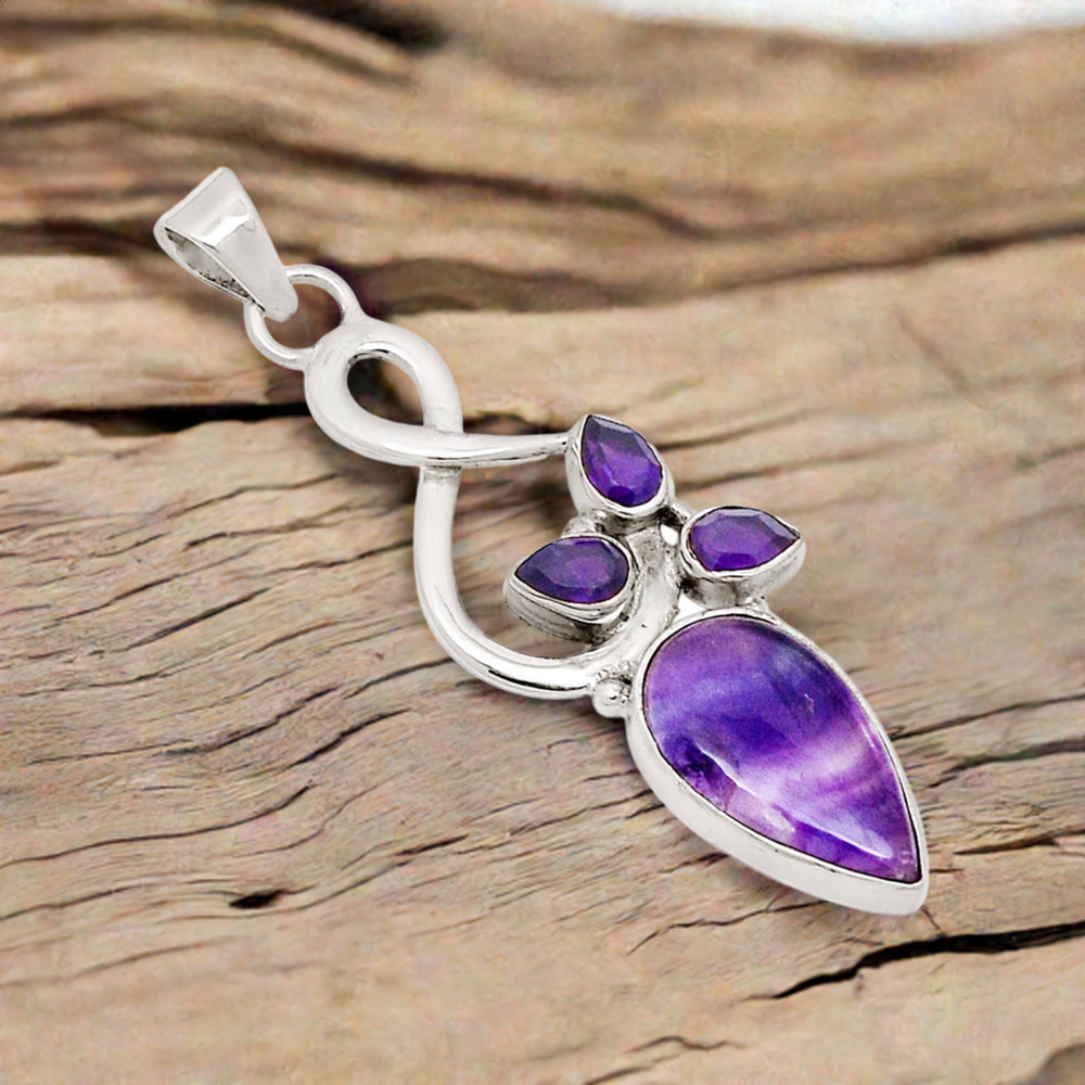 925 Solid Silver Pendants In Multi Gemstone Jewelry 925SP109-2