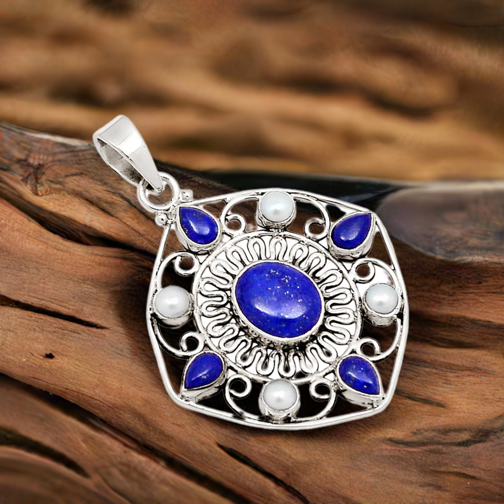 925 Fine Silver Pendants In Multi Gemstone Jewelry 925SP110-1