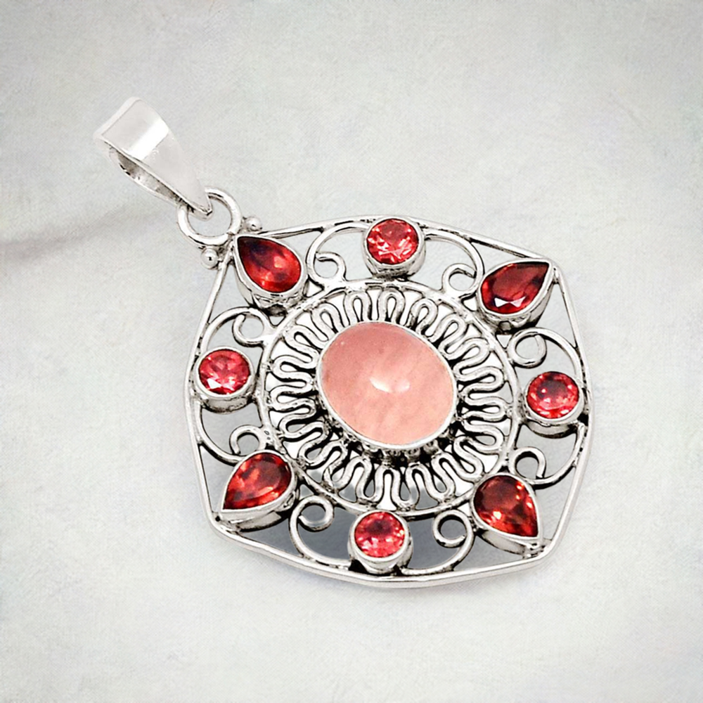 925 Sterling Silver Handmade Pendants In Multi Gemstone Jewelry 925SP110-2