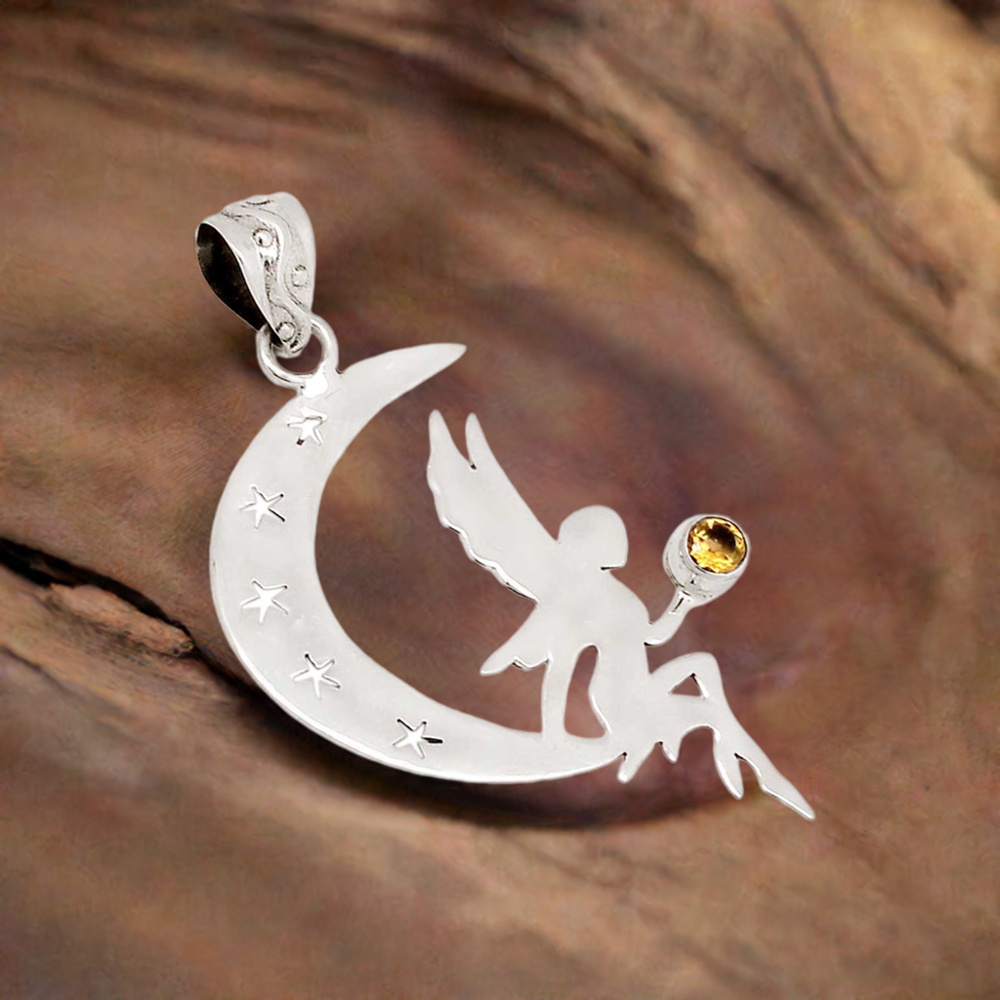 925 Fine Silver Pendants In Citrine Gemstone Jewelry 925SP114-3