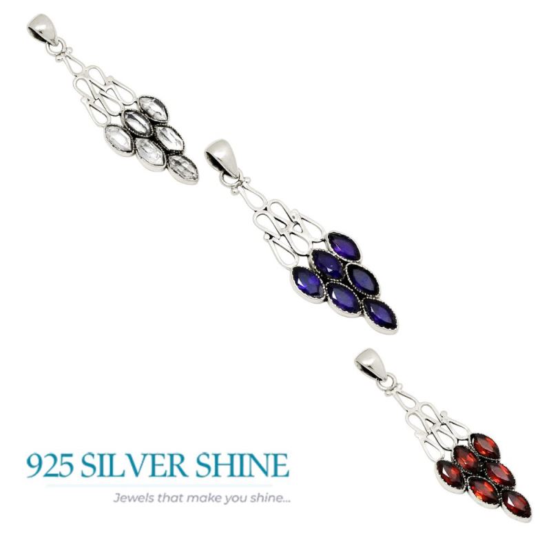 Garnet Gemstone Pendants In Fine Sterling Silver Jewelry 925SP116-1_3