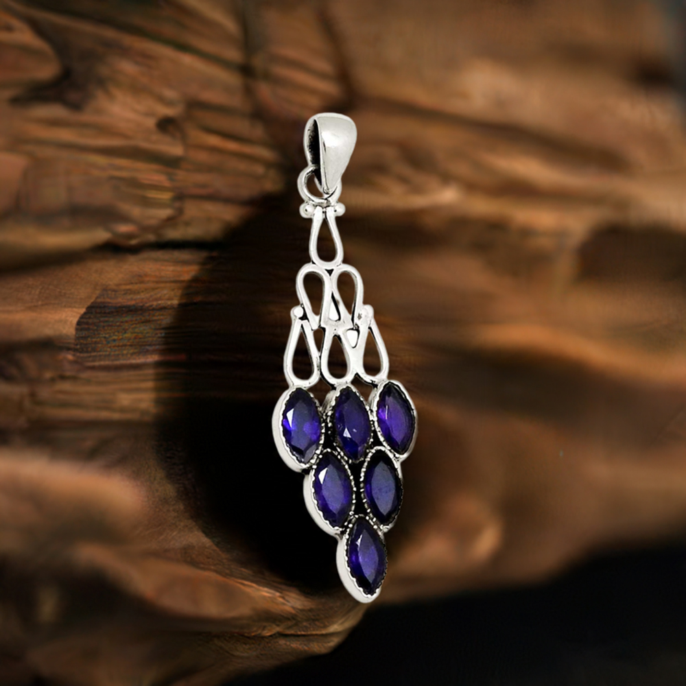 Amethyst Gemstone Pendants In 925 Solid Silver Jewelry 925SP116-2