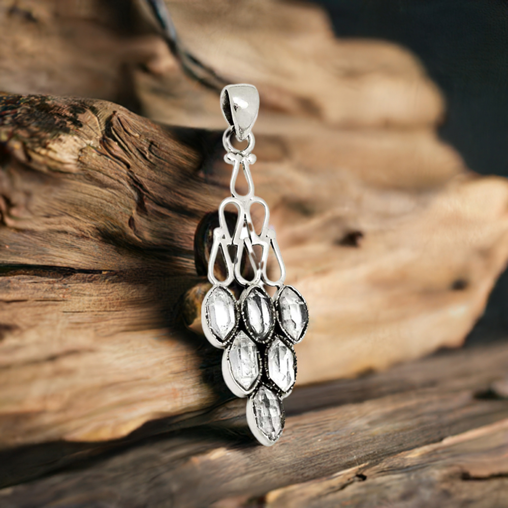 Herkimer Gemstone Pendants In 925 Fine Silver Jewelry 925SP116-3