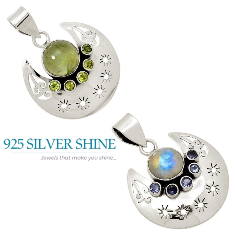 Multi Gemstone Handmade Pendants In Solid Sterling Silver Jewelry 925SP117-2_3