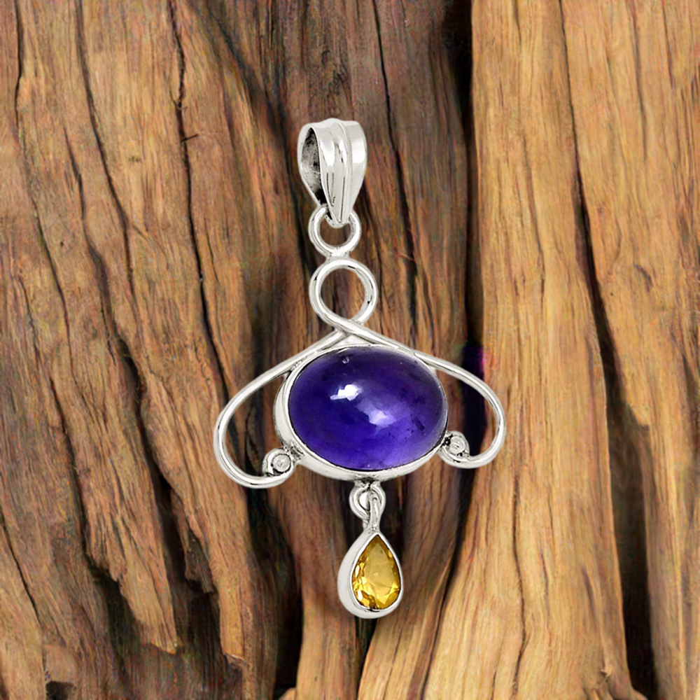 Multi Gemstone Pendants In Fine Sterling Silver Jewelry 925SP118-1