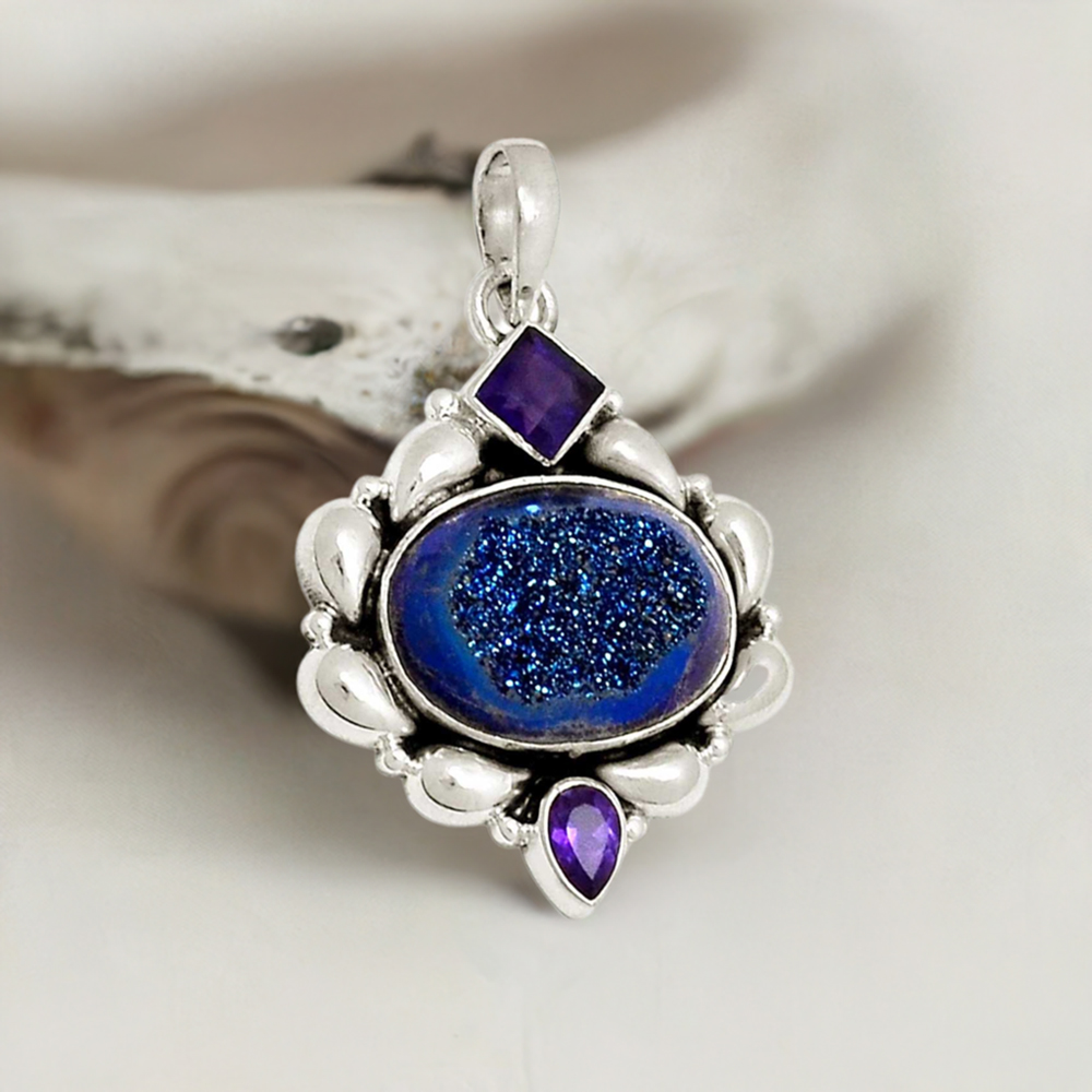 Multi Gemstone Handmade Pendants In 925 Sterling Silver Jewelry 925SP119-2