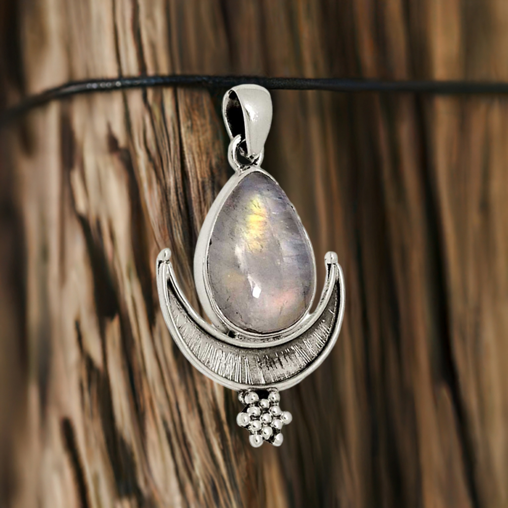 Rainbow Gemstone Pendants In 925 Fine Silver Jewelry 925SP121-1