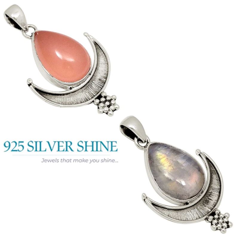 Rainbow Gemstone Pendants In 925 Fine Silver Jewelry 925SP121-1_3