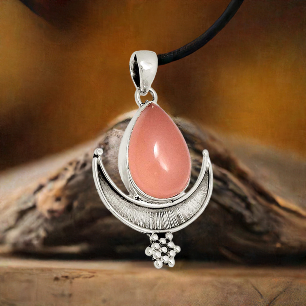 Rose Quartz Gemstone Handmade Pendants In 925 Sterling Silver Jewelry 925SP121-2