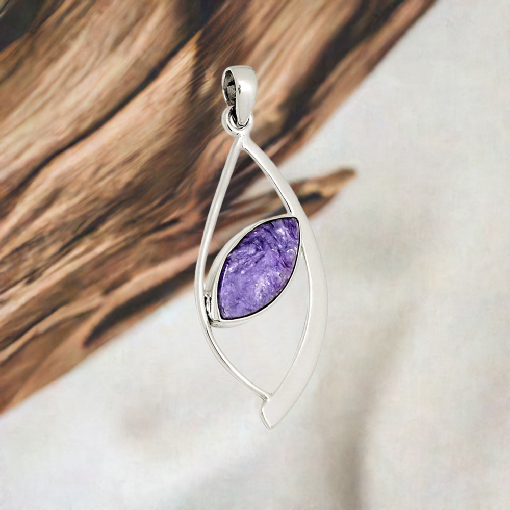 Charoite Gemstone Handmade Pendants In Solid Sterling Silver Jewelry 925SP122-1